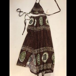 Boho Chic skirt with side slits and halter top